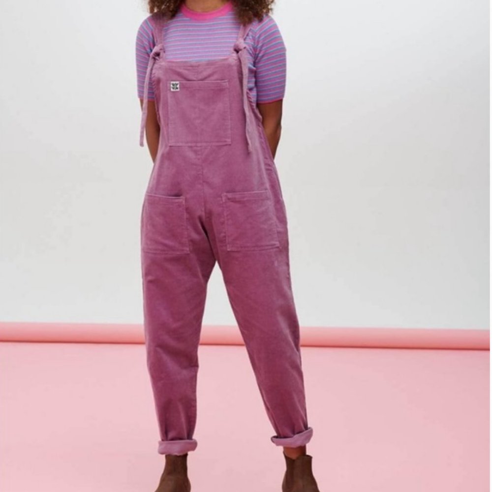Lucy and Yak Grape Purple Corduroy Dungarees Overalls Jumpsuit Pockets US 8L